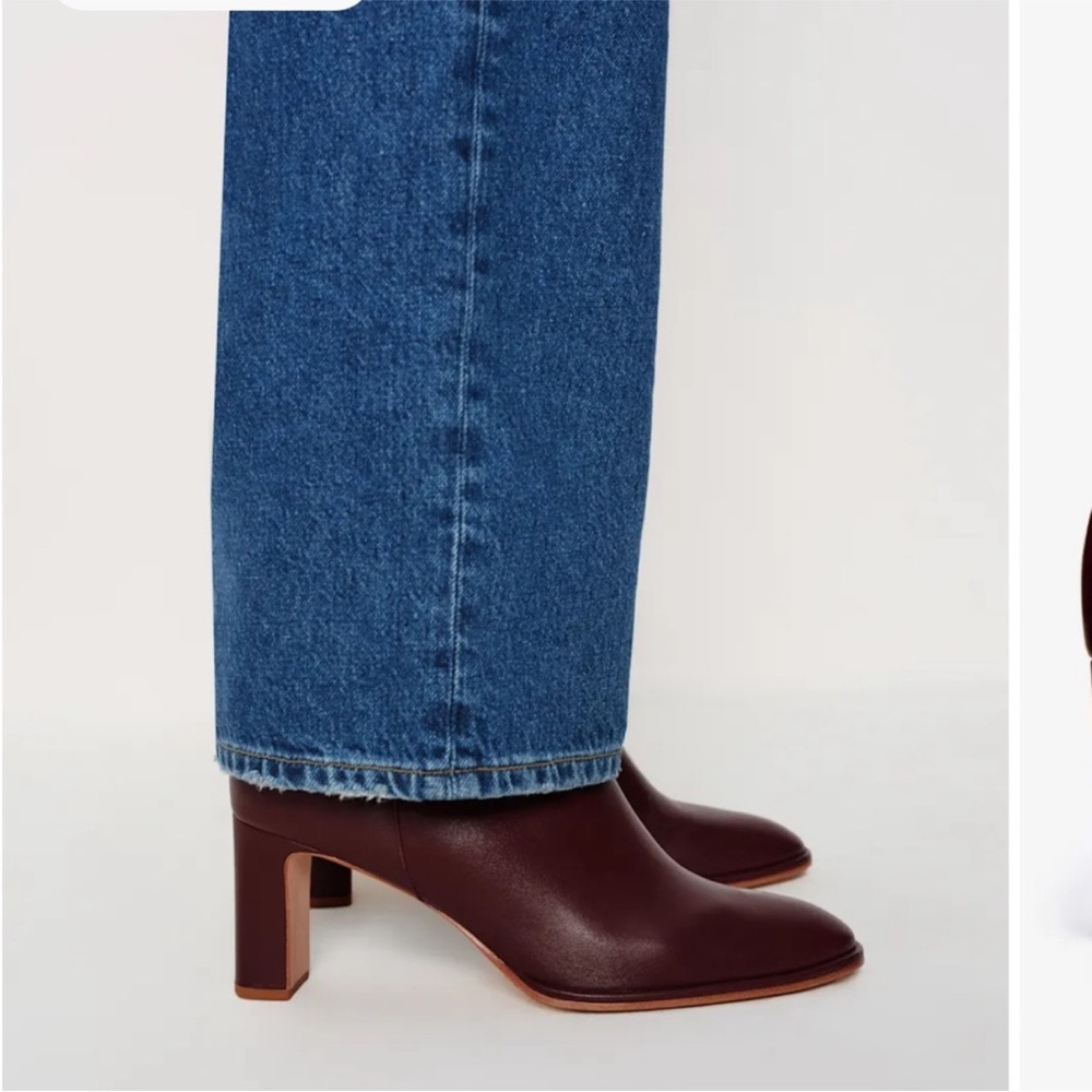 Reformation Gillian Burgundy Leather Ankle Boots - Picture 15 of 15